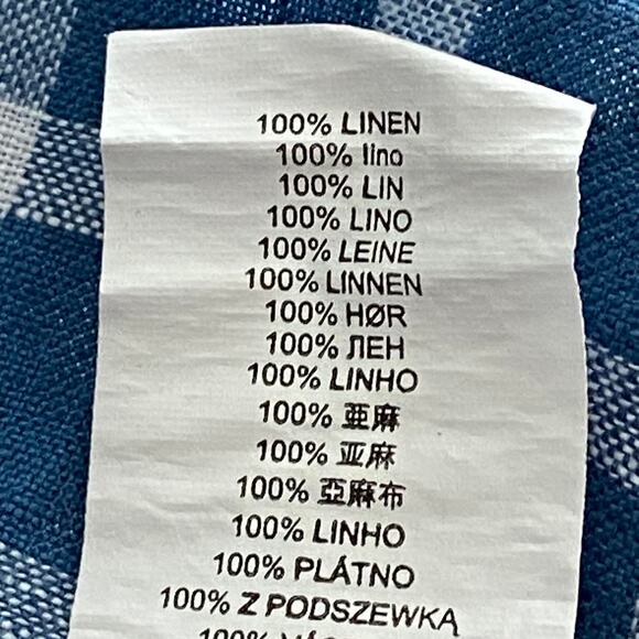 Michael Kors Men's XXL Classic Fit Linen Shirt Blue Check Long Sleeve NEW - Picture 10 of 12